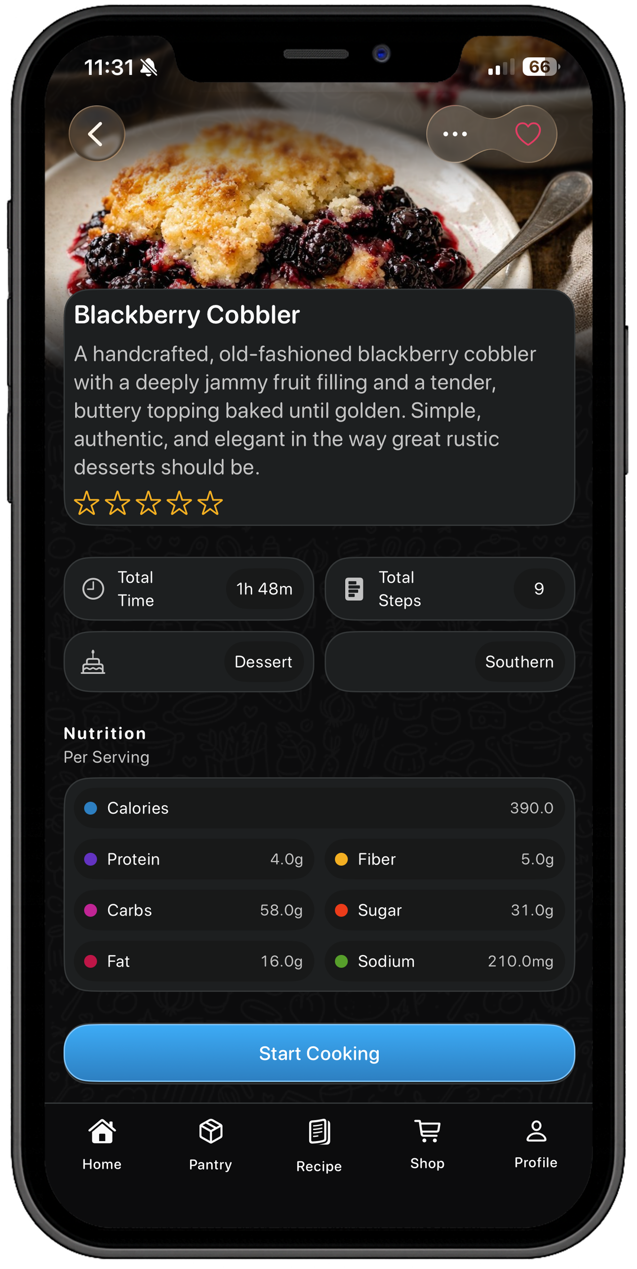 Savora recipe details screen