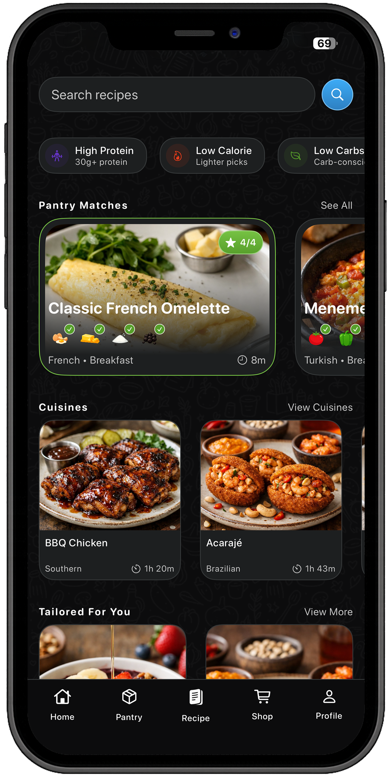 Cleavo recipes screen preview